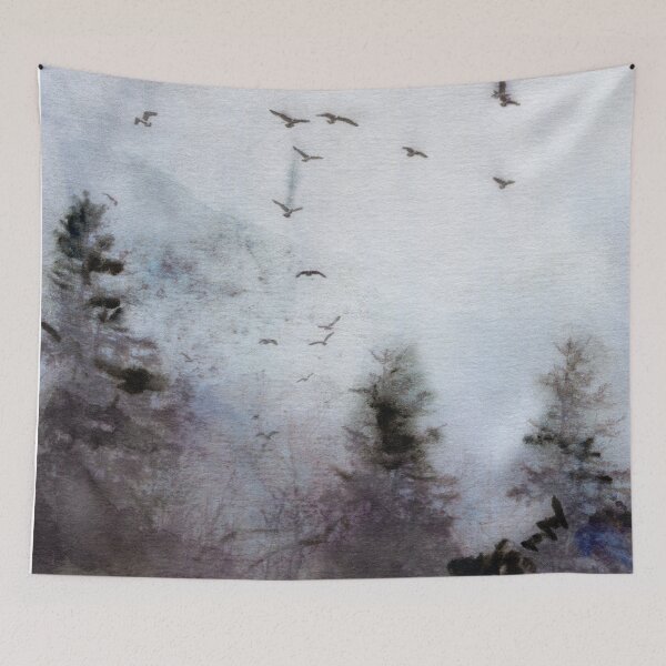 Item preview, Foggy mysterious forest watercolor art designed and sold by FleurDesign.
