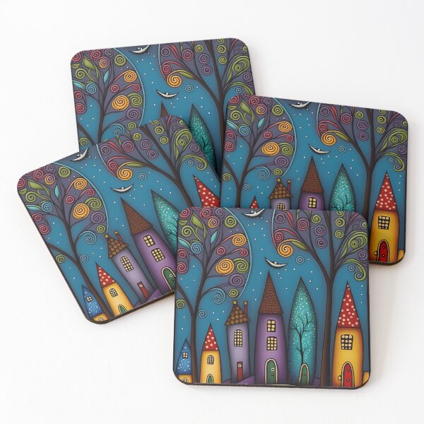 Item preview, colorful whimsical village 9 designed and sold by NahedAH.