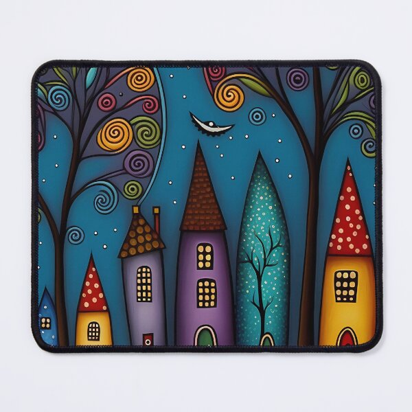 Item preview, colorful whimsical village 9 designed and sold by NahedAH.