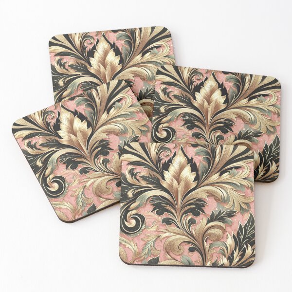 Item preview, Pink, Gold & Matte Green Damask designed and sold by DesignsByPrnces.