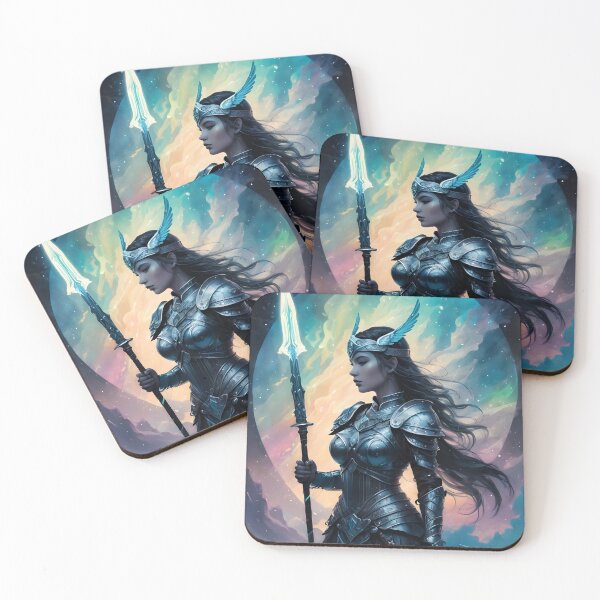 Item preview, Beautiful Valkyrie: Ink Illustration with Aurora Colors designed and sold by ByteyCreatives.
