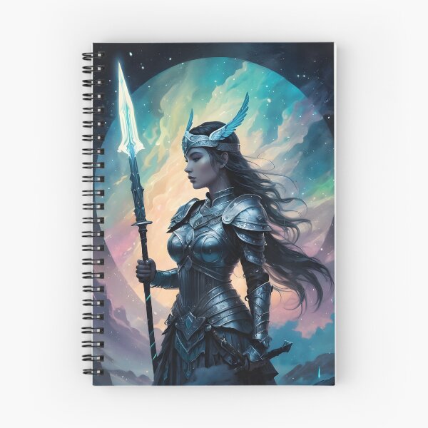 Item preview, Beautiful Valkyrie: Ink Illustration with Aurora Colors designed and sold by ByteyCreatives.