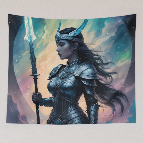 Item preview, Beautiful Valkyrie: Ink Illustration with Aurora Colors designed and sold by ByteyCreatives.