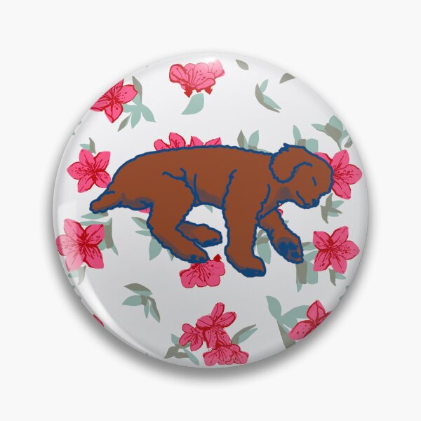 Item preview, Red brown sleeping dog on Red azalea  designed and sold by Eastspacebubble.