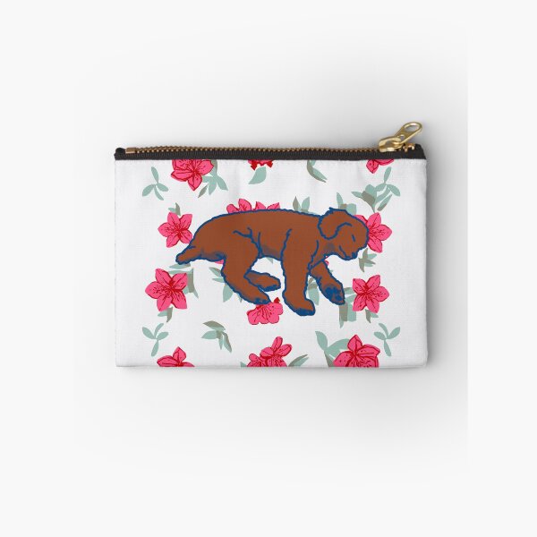 Item preview, Red brown sleeping dog on Red azalea  designed and sold by Eastspacebubble.