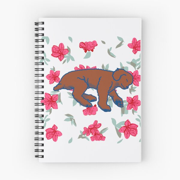 Item preview, Red brown sleeping dog on Red azalea  designed and sold by Eastspacebubble.