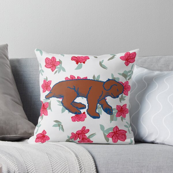 Item preview, Red brown sleeping dog on Red azalea  designed and sold by Eastspacebubble.