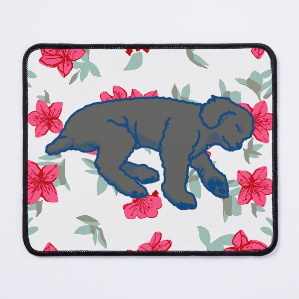 Item preview, silver sleeping dog on Red azalea  designed and sold by Eastspacebubble.