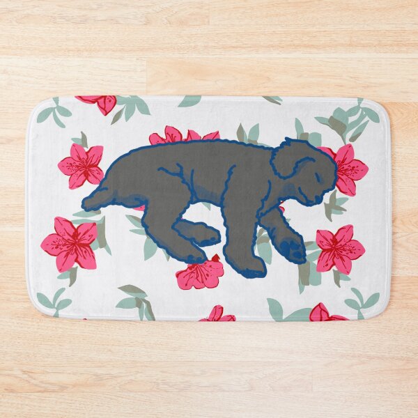 Item preview, silver sleeping dog on Red azalea  designed and sold by Eastspacebubble.