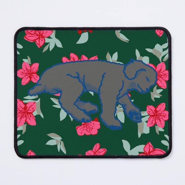 Item preview, silver sleeping dog on Red azalea  designed and sold by Eastspacebubble.