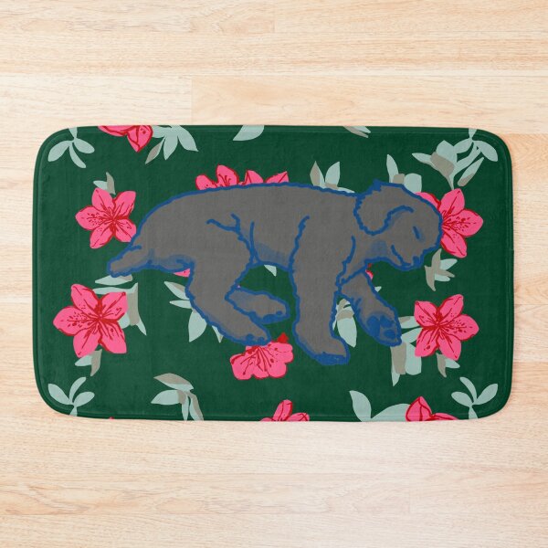 Item preview, silver sleeping dog on Red azalea  designed and sold by Eastspacebubble.