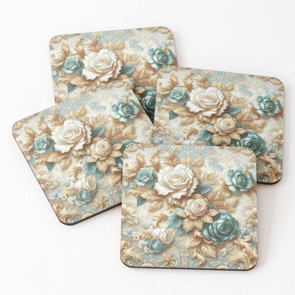 Item preview, Matte Ice Blue, Gold & White Baroque designed and sold by DesignsByPrnces.