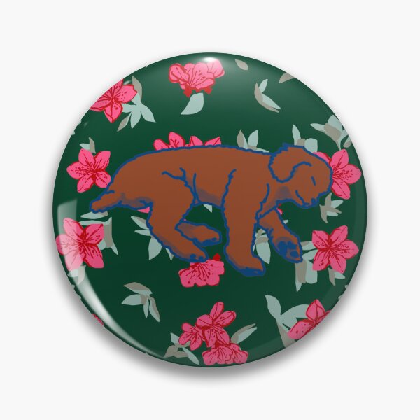 Item preview, Red brown sleeping dog on Red azalea  designed and sold by Eastspacebubble.