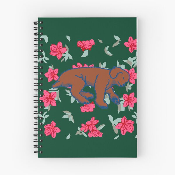 Item preview, Red brown sleeping dog on Red azalea  designed and sold by Eastspacebubble.