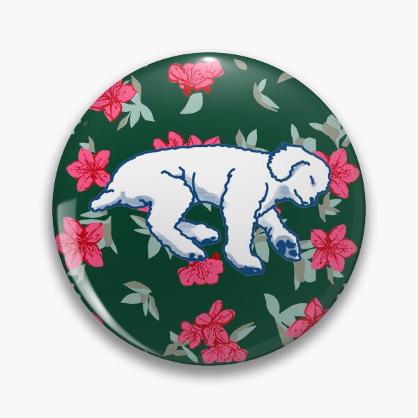 Item preview, white sleeping dog on Red azalea  designed and sold by Eastspacebubble.
