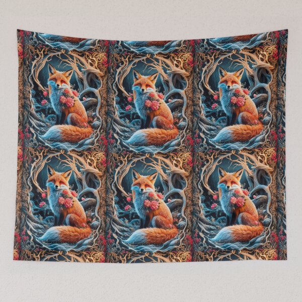 Item preview, Fox Portrait. woodland fox, fantasy fox, whimsical fox designed and sold by FoxVibes.