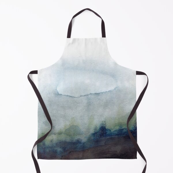 Item preview, Foggy forest watercolor art, cascadia Trees Covered In Magic Blue Fog designed and sold by FleurDesign.