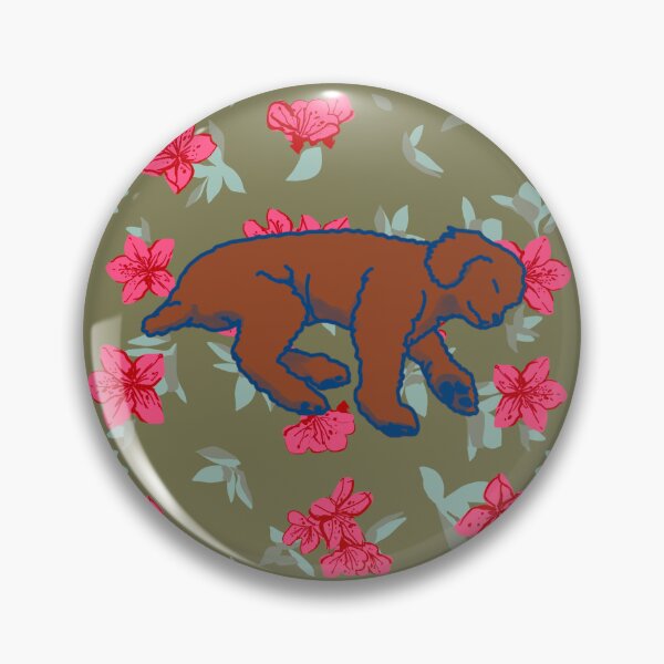 Item preview, Red brown sleeping dog on Red azalea  designed and sold by Eastspacebubble.