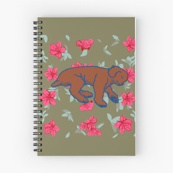 Item preview, Red brown sleeping dog on Red azalea  designed and sold by Eastspacebubble.