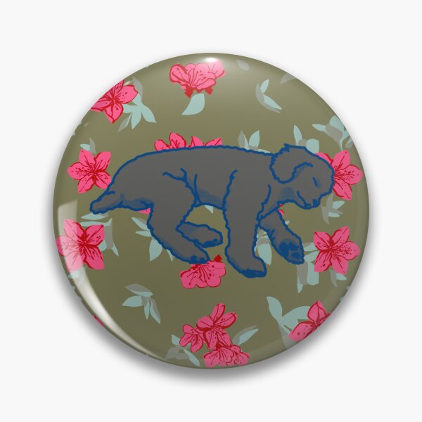 Item preview, silver sleeping dog on Red azalea  designed and sold by Eastspacebubble.