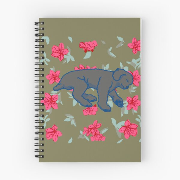 Item preview, silver sleeping dog on Red azalea  designed and sold by Eastspacebubble.