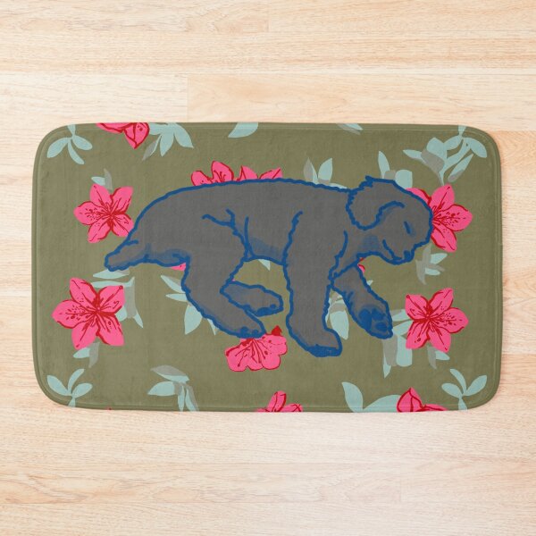 Item preview, silver sleeping dog on Red azalea  designed and sold by Eastspacebubble.