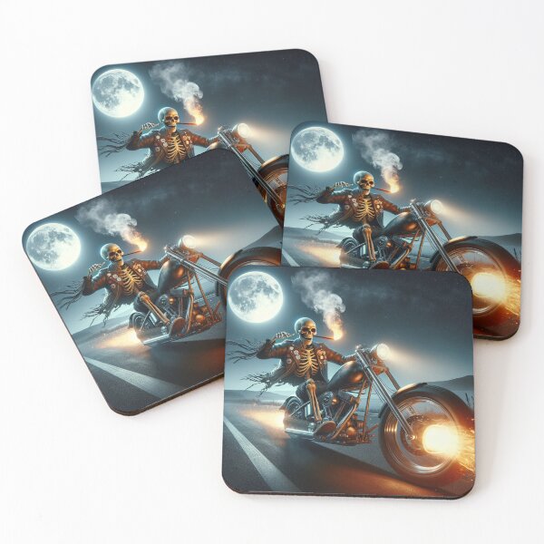 Item preview, A SKELETON ON A FIRE MOTOR BIKE designed and sold by GypsyMerch.
