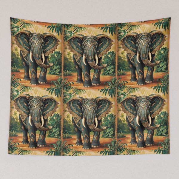 Item preview, Elephant Portrait. abstract elephant, vintage elephant, wild elephant designed and sold by ElephantVibes.