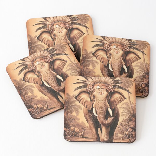 Item preview, Elephant Portrait. abstract elephant, vintage elephant, wild elephant designed and sold by ElephantVibes.