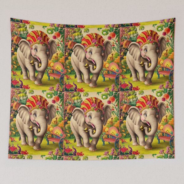 Item preview, Elephant Portrait. abstract elephant, vintage elephant, wild elephant designed and sold by ElephantVibes.
