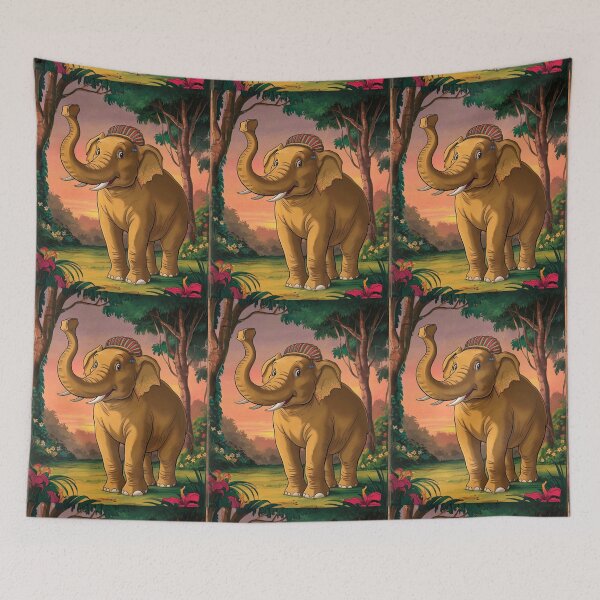 Item preview, Elephant Portrait. abstract elephant, vintage elephant, wild elephant designed and sold by ElephantVibes.