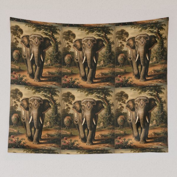 Item preview, Elephant Portrait. abstract elephant, vintage elephant, wild elephant designed and sold by ElephantVibes.