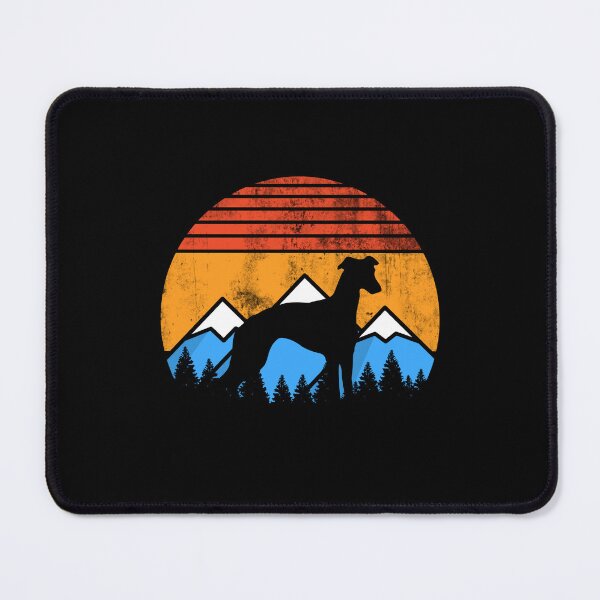 Item preview, Retro Distressed Vintage Sunset Mountains and Forest Whippet Gift designed and sold by Guarddogdrive.