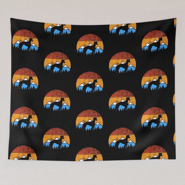 Item preview, Retro Distressed Vintage Sunset Mountains and Forest Whippet Gift designed and sold by Guarddogdrive.