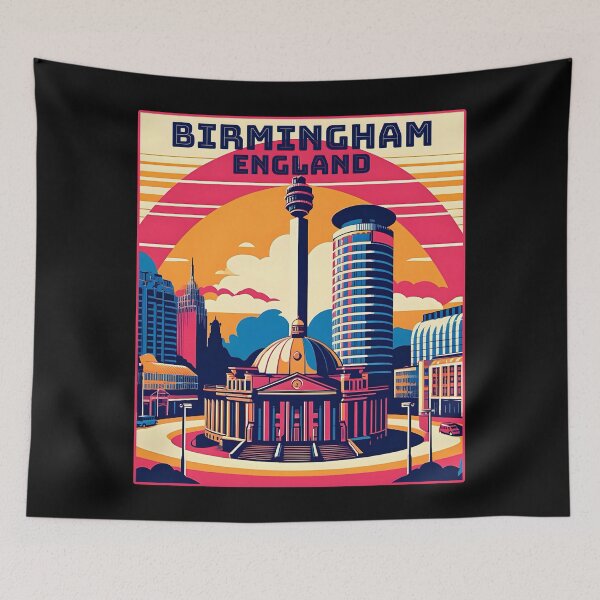 Item preview, Vintage retro Birmingham england Landmarks Skyline. designed and sold by Unitepeople.