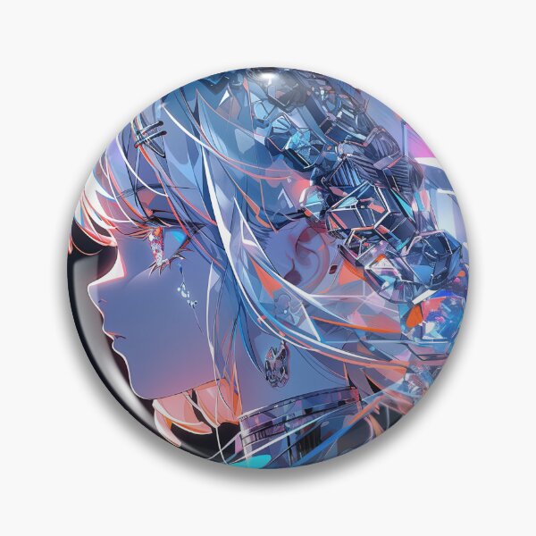 Item preview, Abstract Crystalline Cyber Neon Anime Girl designed and sold by bubblegoth.