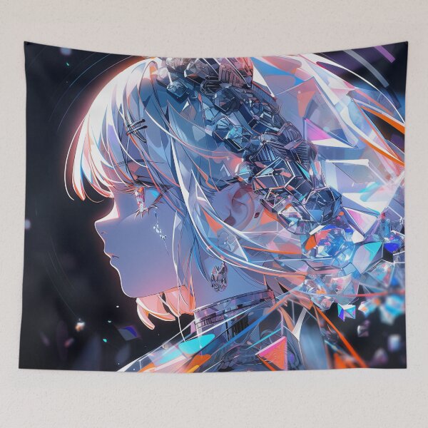 Item preview, Abstract Crystalline Cyber Neon Anime Girl designed and sold by bubblegoth.
