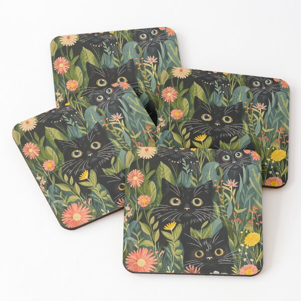 Item preview, Whimsical Garden Cats Peeking Through Wildflowers designed and sold by Jozefin's Studio.