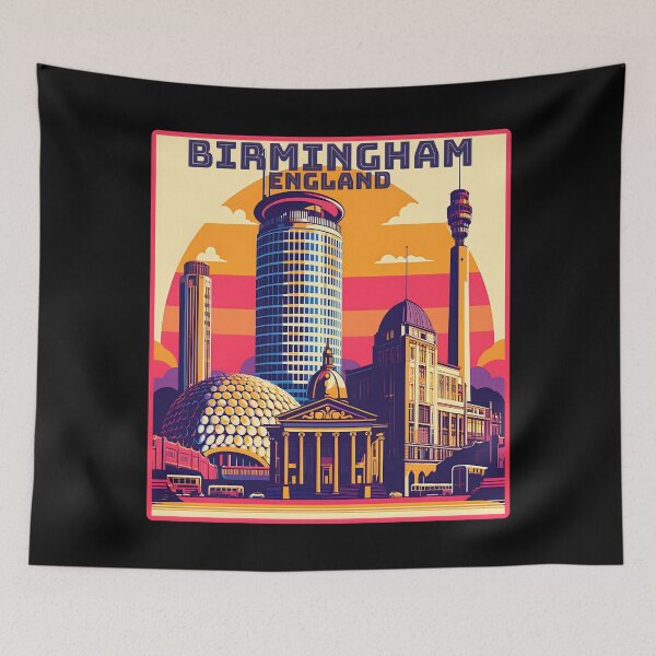 Item preview, Vintage retro Birmingham england Landmarks Skyline. designed and sold by Unitepeople.