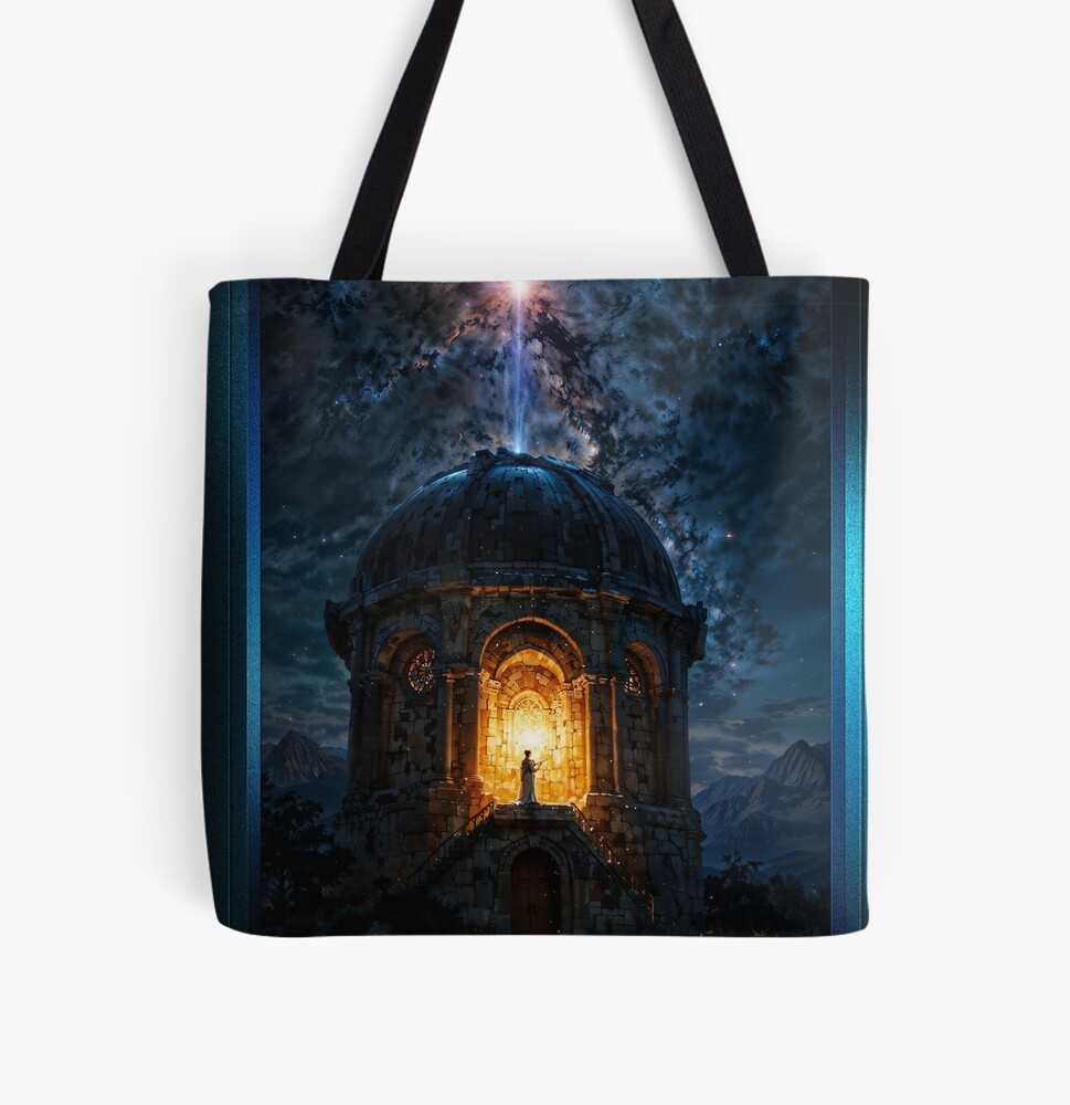 The Night Light Of The North AI Concept Art by Xzendo7 - An Exquisite View Of The Extraordinary 4 The Night Light Of The North Enchanting AI Concept Art Portrait by Xzendor7 Decorative All Over Print Tote