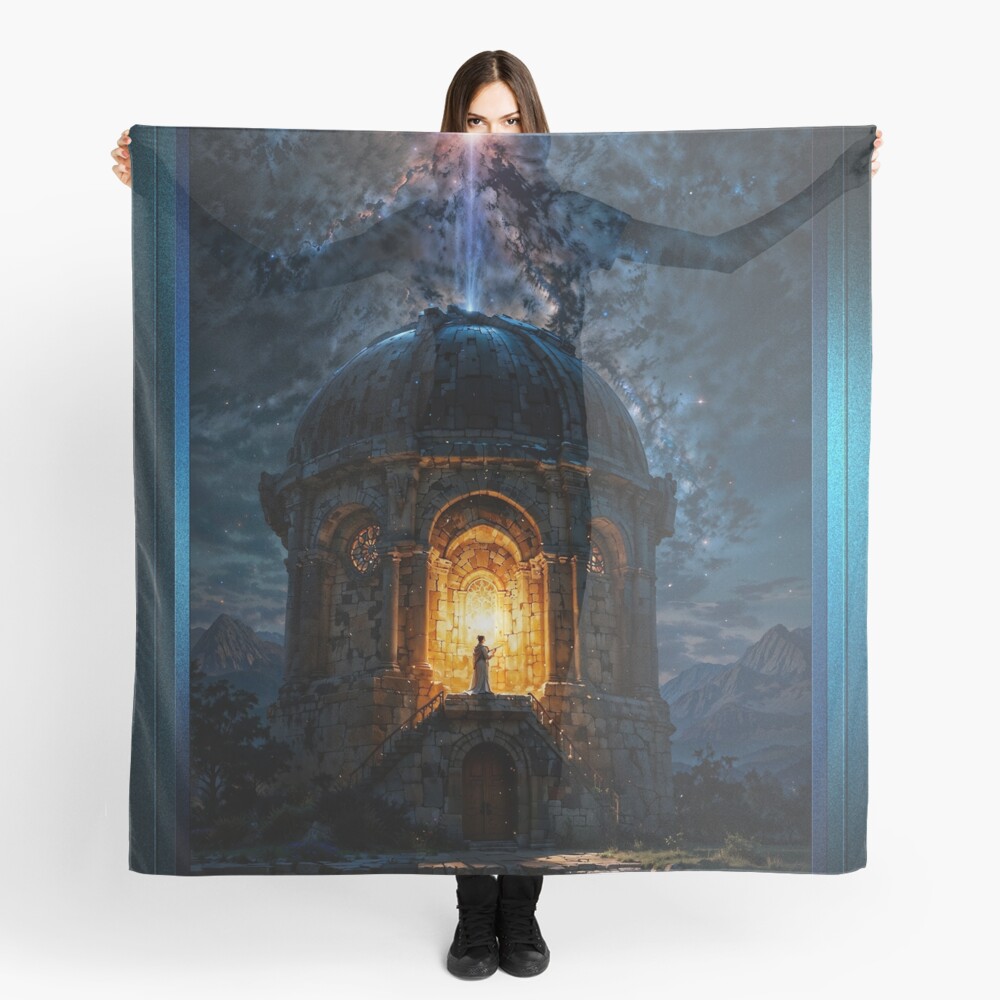 The Night Light Of The North Enchanting AI Concept Art Portrait by Xzendor7 Decorative Ladies Scarf