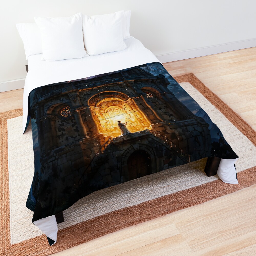 The Night Light Of The North Enchanting AI Concept Art Portrait by Xzendor7 Decorative Comforter