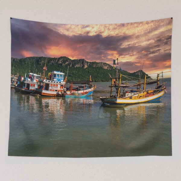 Item preview, Fishing Boats Thailand Sunset  designed and sold by AJEvans.