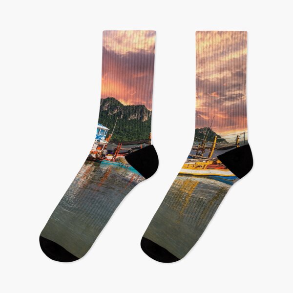 Item preview, Fishing Boats Thailand Sunset  designed and sold by AJEvans.