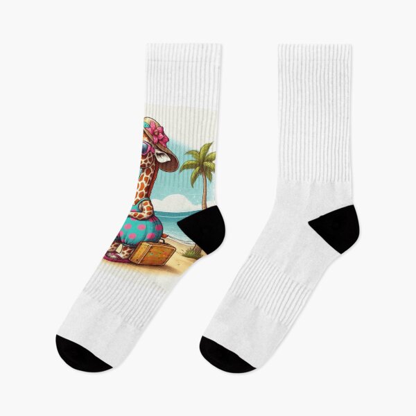 Item preview, Summer vibes: A cute giraffe is enjoying the beach designed and sold by Lelica011.