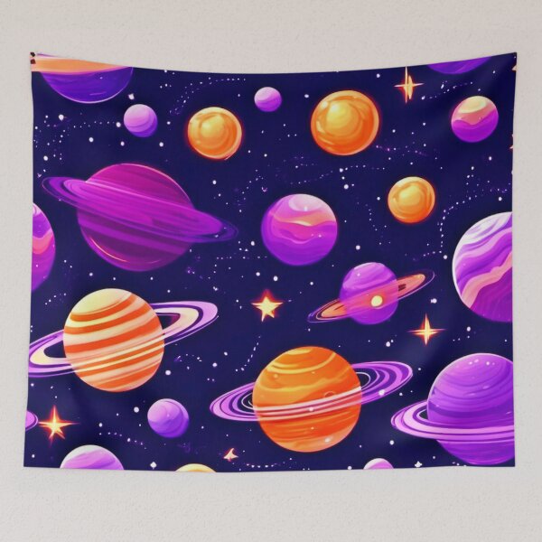 Item preview, Celestial Art: Orange & Purple Planets designed and sold by Health And Fitness Posts e-Store.