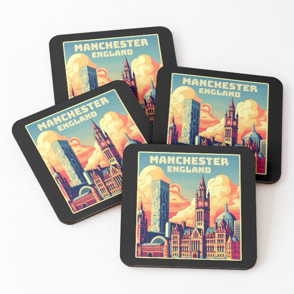 Item preview, Vintage retro Machester England Landmarks Skyline. designed and sold by Unitepeople.