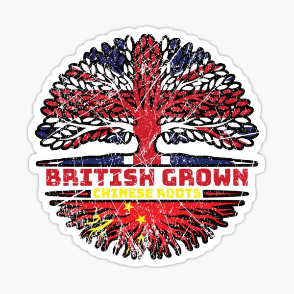 Aperçu de l'œuvre Chine Chinois Royaume-Uni Royaume-Uni Drapeau britannique des racines d'arbres créée et vendue par FlagX.