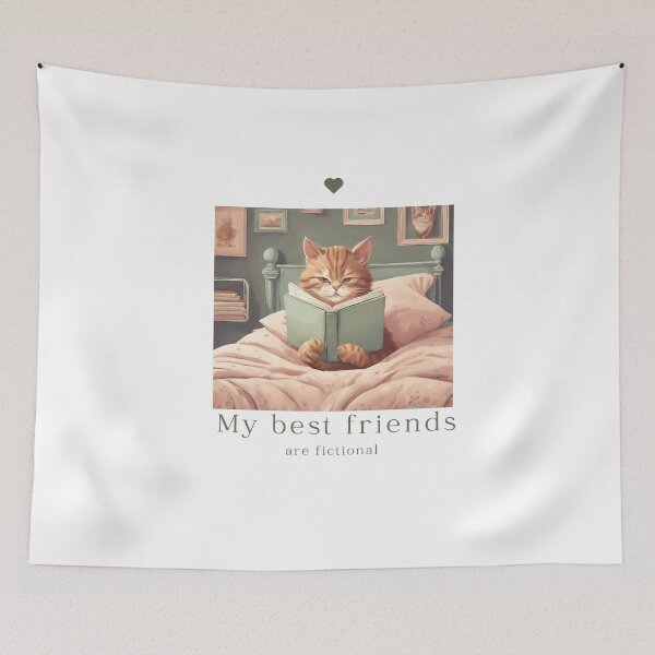 Item preview, My best friends are fictional books booklover cute funny cat designed and sold by SoulfulT.