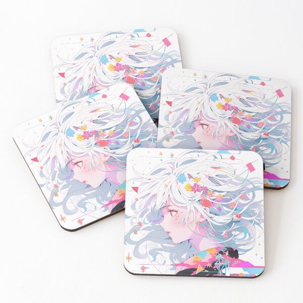 Item preview, Whimsical Retro Pastel Floral Anime Girl designed and sold by bubblegoth.